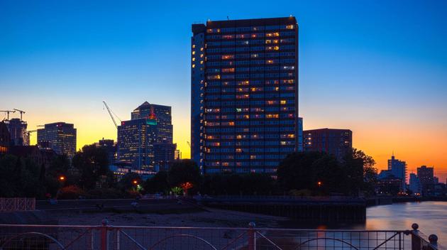 Building at sunset small