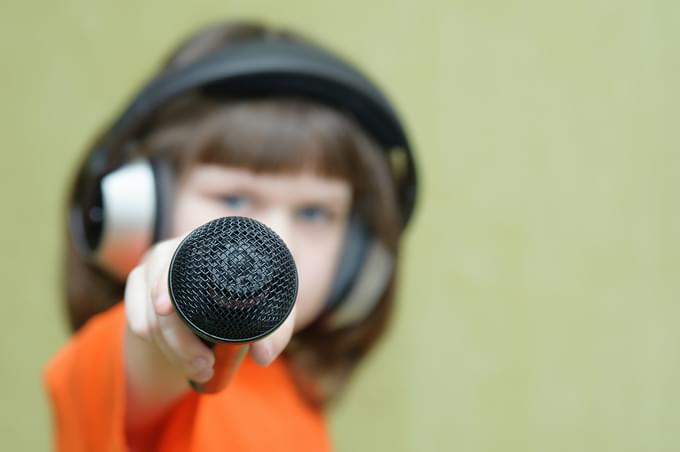 Girl holding microphone